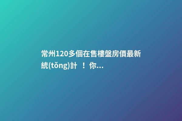 常州120多個在售樓盤房價最新統(tǒng)計！你還有哪些買房機會？